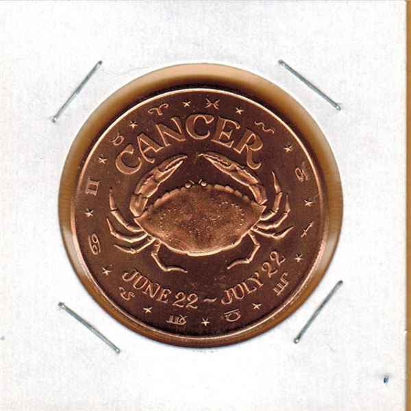 1 OUNCE COPPER -  .999 FINE - ZODIAC - CANCER