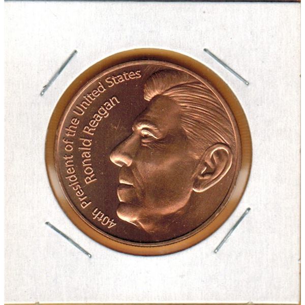 1 OUNCE COPPER -  .999 FINE - RONALD REAGAN - 40th UNITED STATES PRESIDENT