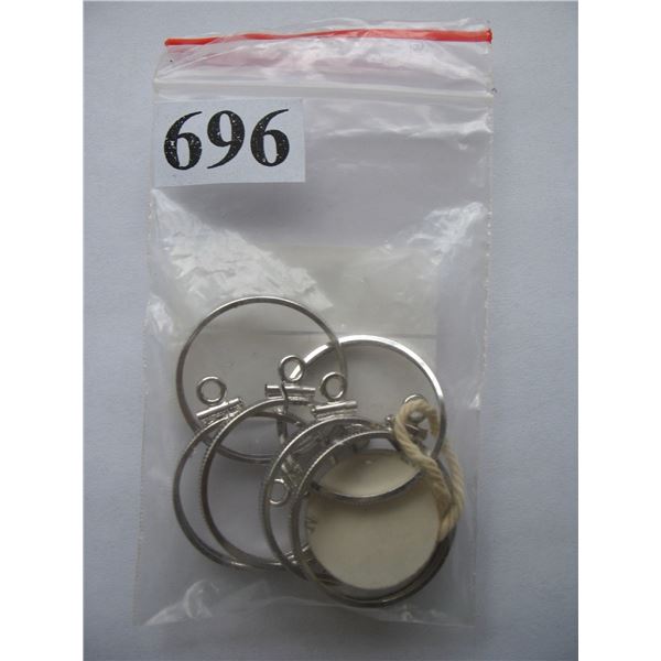 STERLING SILVER COIN BEZELS - Lot of 6 new - 7.0 grams total weight - Size 24 mm