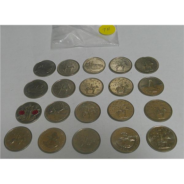 20 25 cent coins years range from 1946-1992