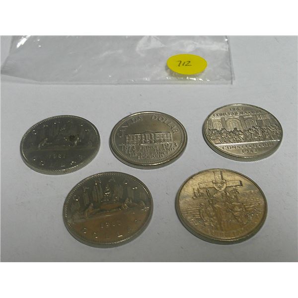 5 Canadian $ (1983,1973,1981,1534-1984,1982)
