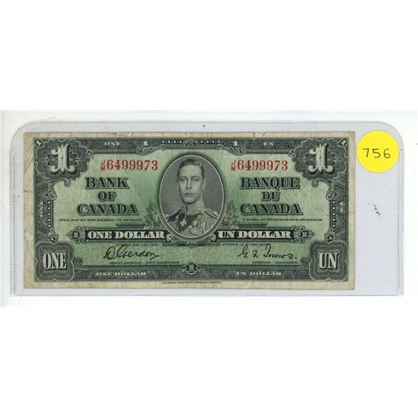 1937 Canadian One Dollar Bill