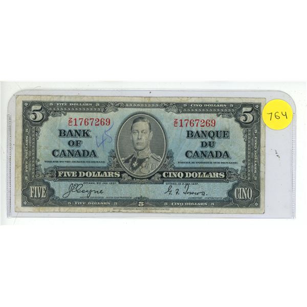 1937 Canadian Five Dollar Bill