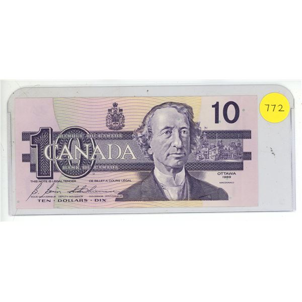 1989 Canadian Ten Dollar Bill