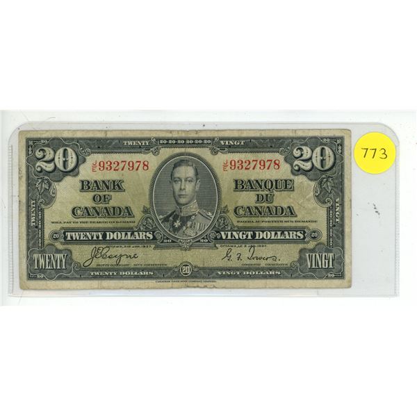 1937 Canadian Twenty Dollar Bill