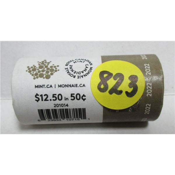 2022 Roll Of 2022 Canadian Fifty Cents.