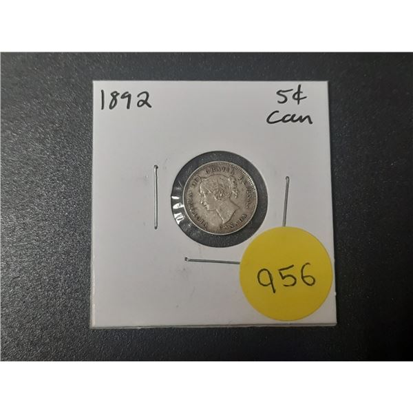 1892 Canadian Silver Small Five Cents