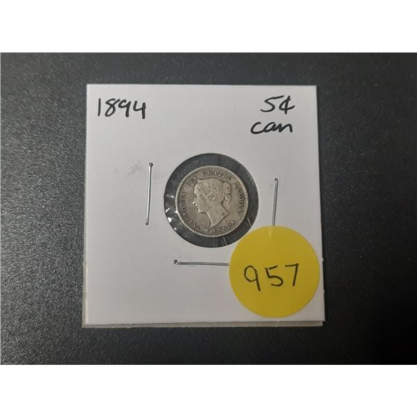 1894 Canadian Silver Small Five Cents