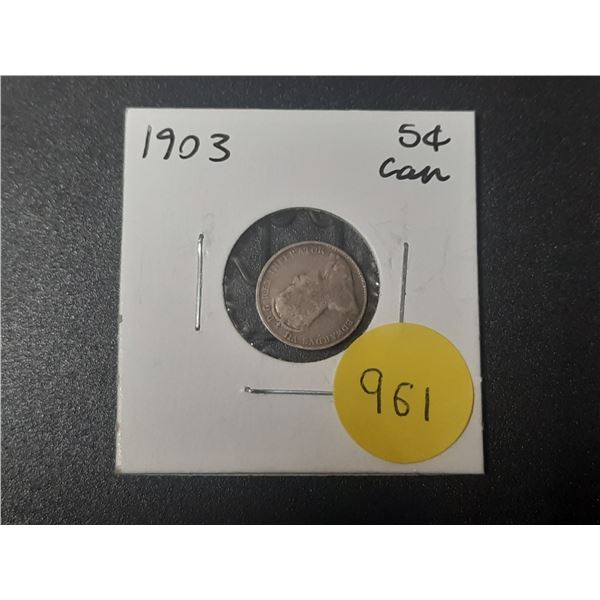 1903 Canadian Silver Small Five Cents