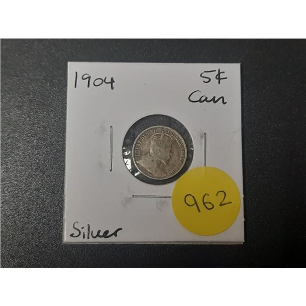 1904 Canadian Silver Small Five Cents