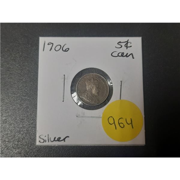 1906 Canadian Silver Small Five Cents