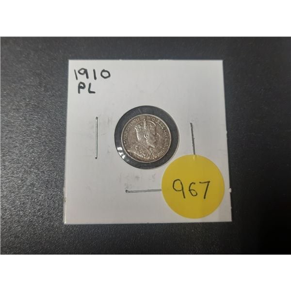 1910 PL Canadian Silver Small Five Cents