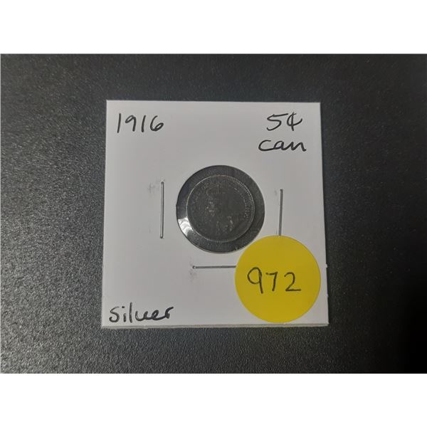 1916 Canadian Silver Small Five Cents
