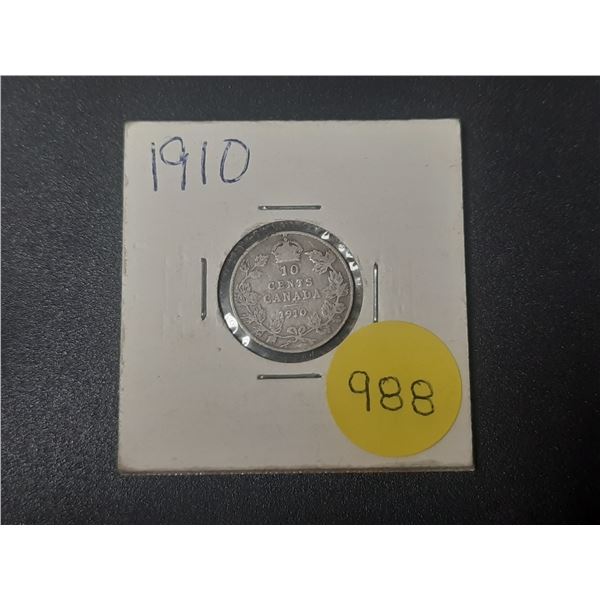1910 Canadian Silver Ten Cents