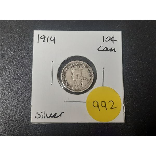 1914 Canadian Silver Ten Cents