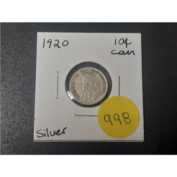 1920 Canadian Silver Ten Cents