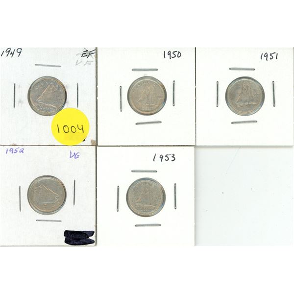 1949-1953 Canadian Silver Ten Cents
