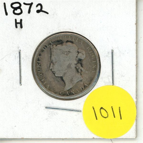 1872 H Canadian Silver Twenty Five Cents