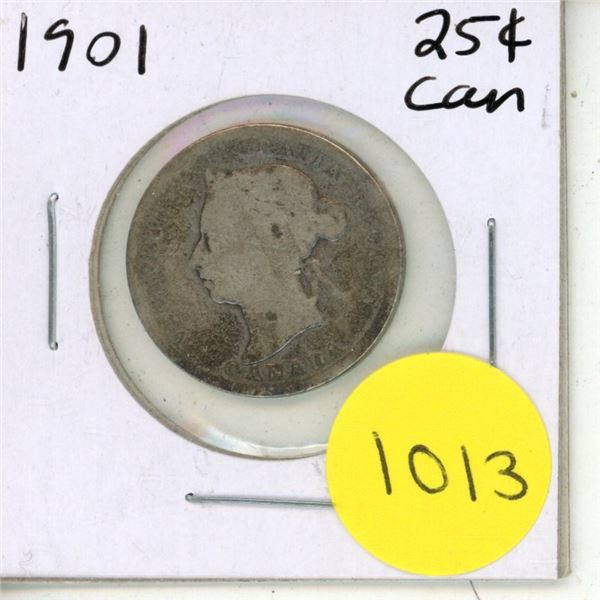 1901 Canadian Silver Twenty Five Cents