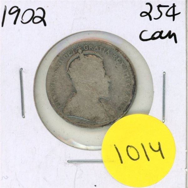 1902 Canadian Silver Twenty Five Cents