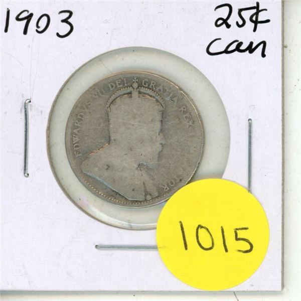 1903 Canadian Silver Twenty Five Cents