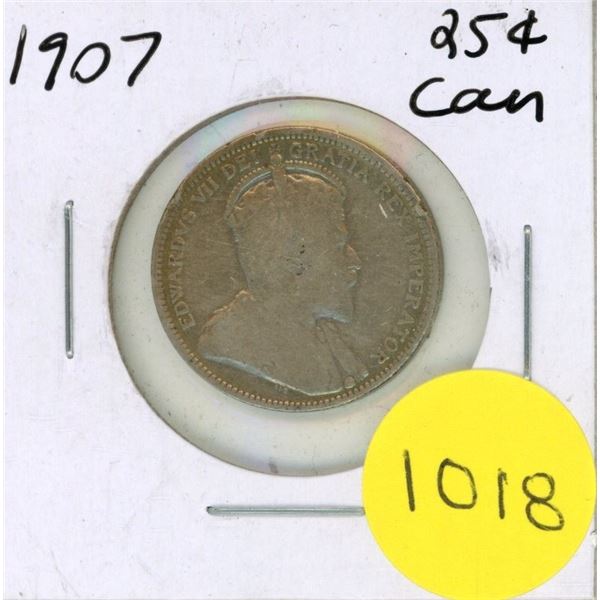 1907 Canadian Silver Twenty Five Cents