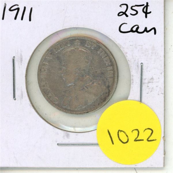 1911 Canadian Silver Twenty Five Cents