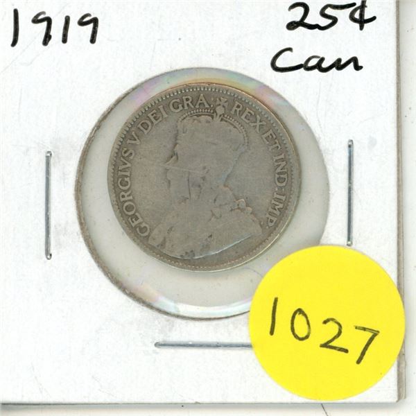1919 Canadian Silver Twenty Five Cents