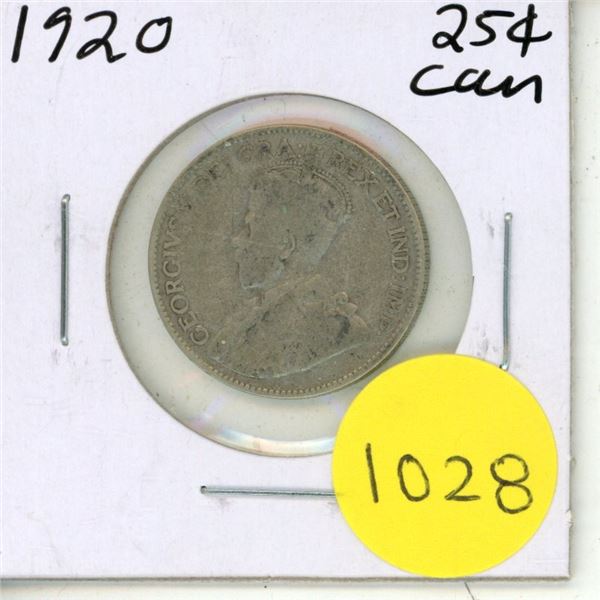 1920 Canadian Silver Twenty Five Cents