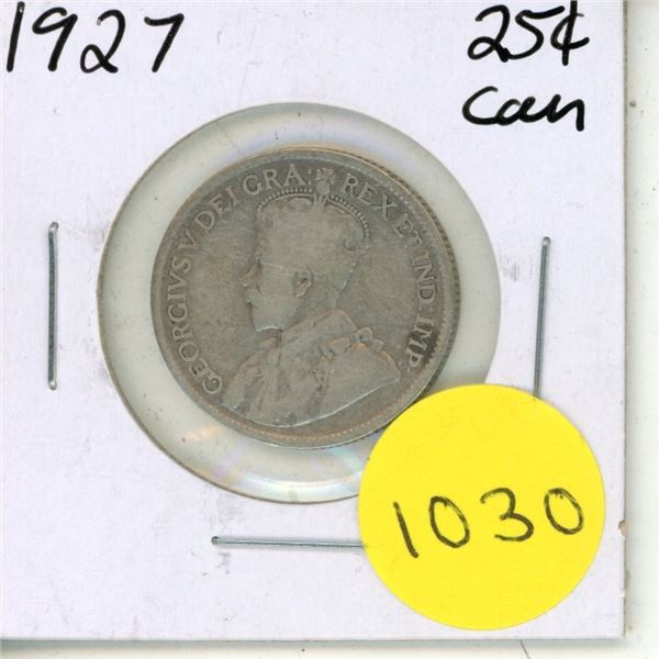 1927 Canadian Silver Twenty Five Cents
