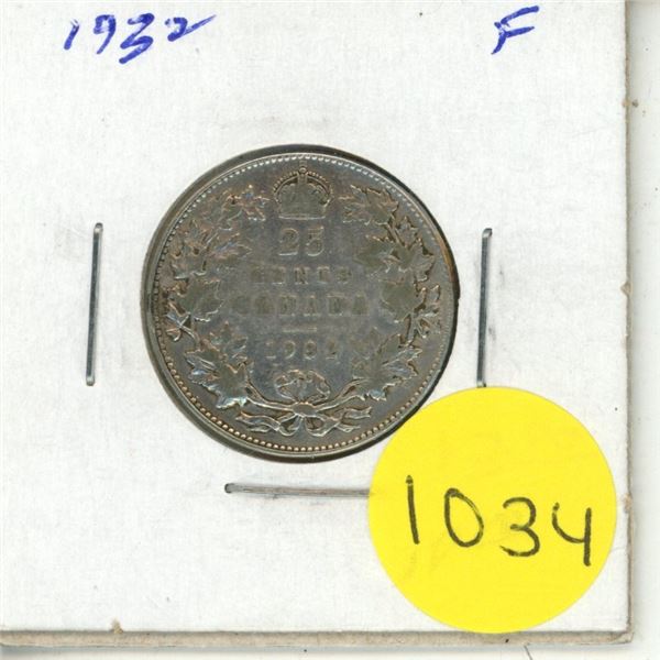 1932 Canadian Silver Twenty Five Cents