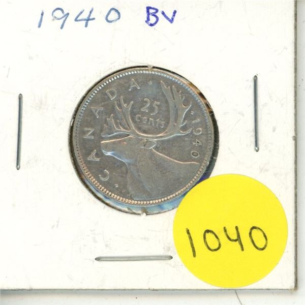 1940 Canadian Silver Twenty Five Cents
