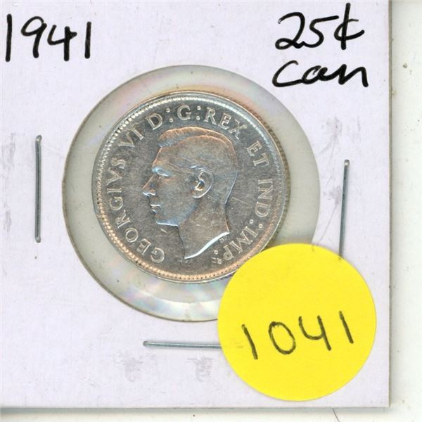1941 Canadian Silver Twenty Five Cents