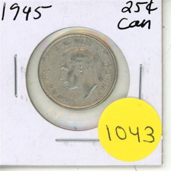 1945 Canadian Silver Twenty Five Cents