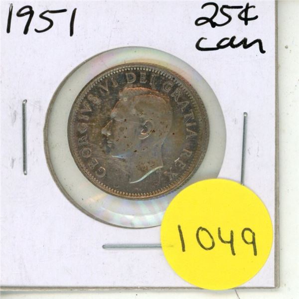 1951 Canadian Silver Twenty Five Cents