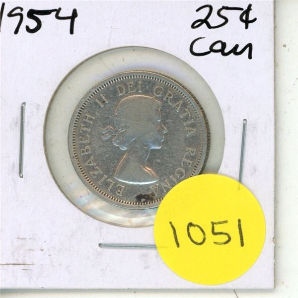 1954 Canadian Silver Twenty Five Cents