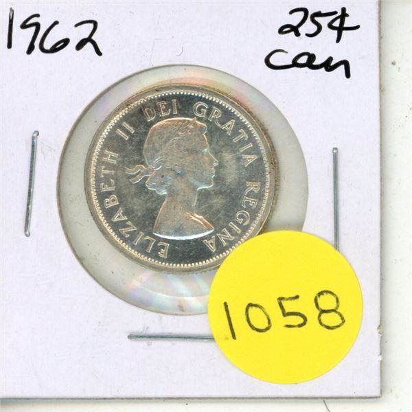 1962 Canadian Silver Twenty Five Cents