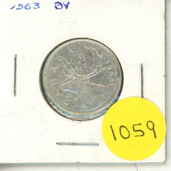 1963 Canadian Silver Twenty Five Cents