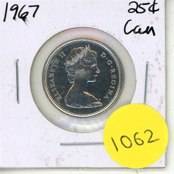 1967 Canadian Silver Twenty Five Cents