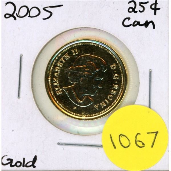 2005 Canadian 25 Cents - Gold Colour Coin.