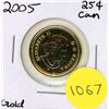 Image 1 : 2005 Canadian 25 Cents - Gold Colour Coin.