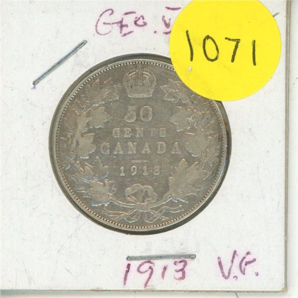 1913 Canadian Silver Fifty Cents