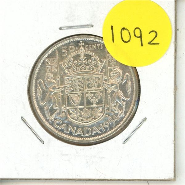 1954 Canadian Silver Fifty Cents
