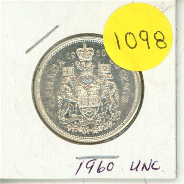 1960 UNC Canadian Silver Fifty Cents