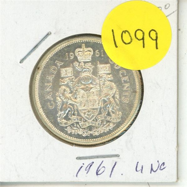 1961 UNC Canadian Silver Fifty Cents