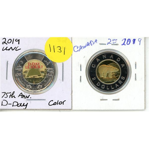2019 UNC. - D Day 75th Anv., 2019 Proof N/S Canadian Two Dollar.
