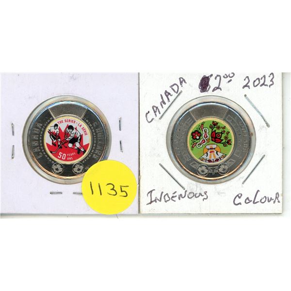 2022 UNC. - Summit Series 50th Anv. and 2023 Canadian Two Dollars - Indigenous Colour Two Dollars.
