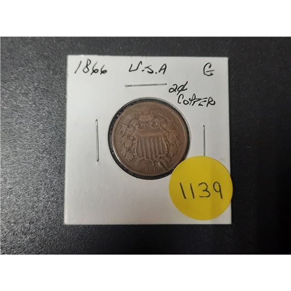 1866 USA Two Cents