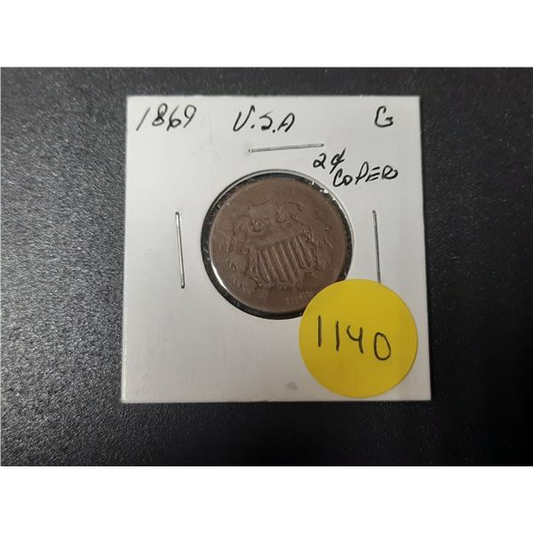 1869 USA Two Cents