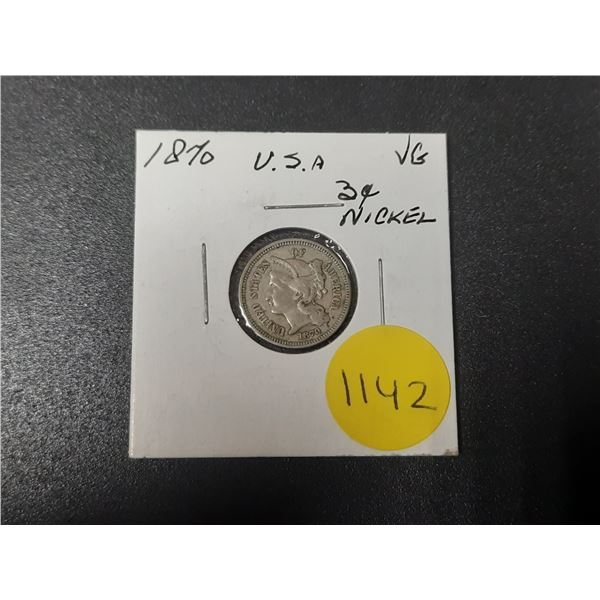 1870 USA Three Cents